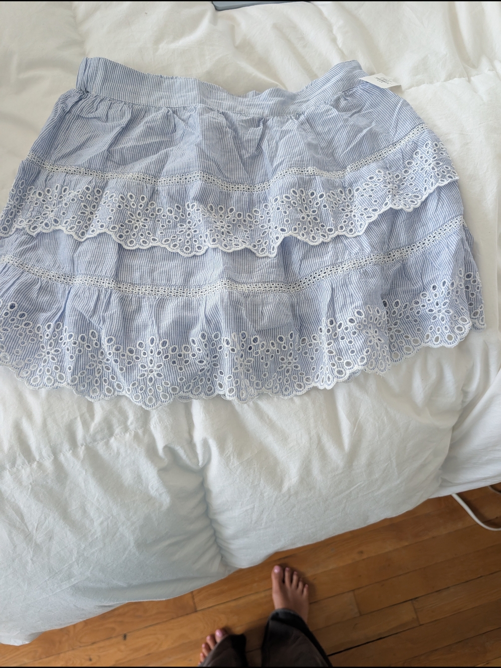GAP Light Blue Eyelet Tiered Mini Skirt